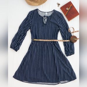 Navy Blue & White Stripe Dress